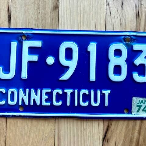 Placa de licença de 1974 em Connecticut por atacado de RusticPlates