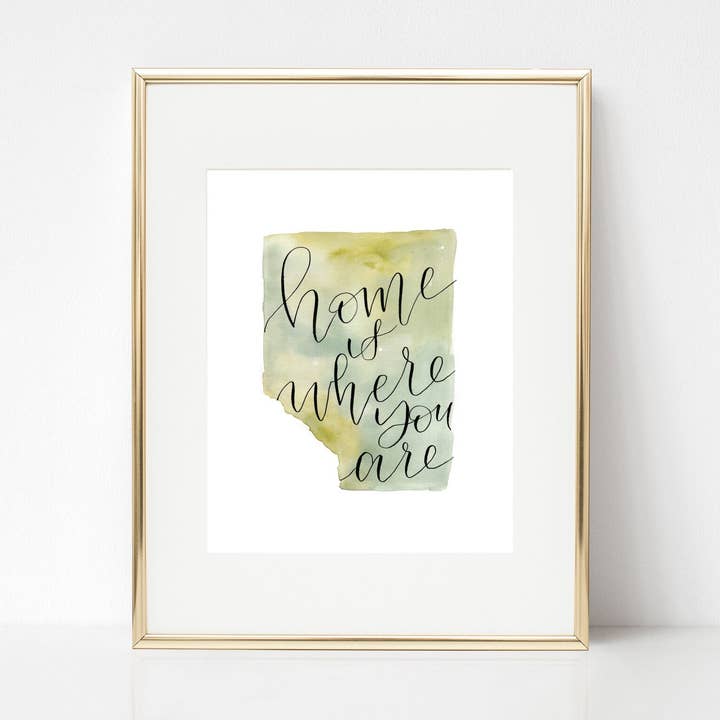 Alberta Watercolour Map Art Print for wholesale by Peak Paper Co