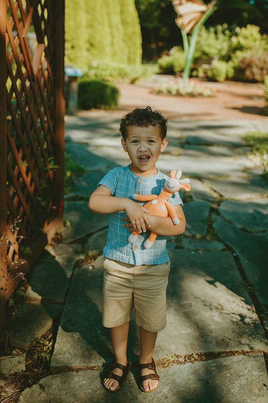 Pebblechild – Engroshandel Rangle - Baby – Hæklet babylegetøj giraf rangle - blød orange5