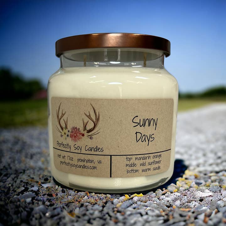 Sunny Days 17oz Double Wick Soy Wax Candle for wholesale by Perfectly Soy Candles