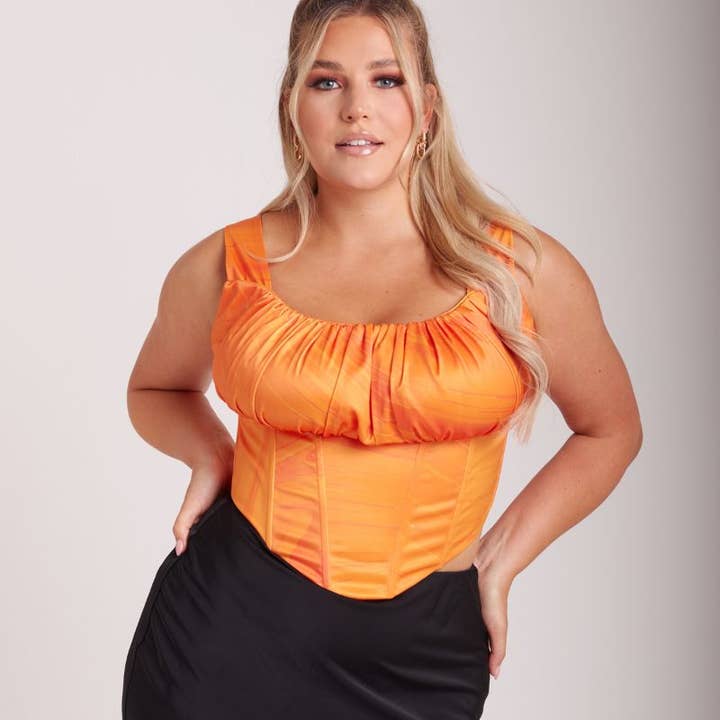 'Alyssa' Tangerine Fuller Bust Corset Top for wholesale by Taideux