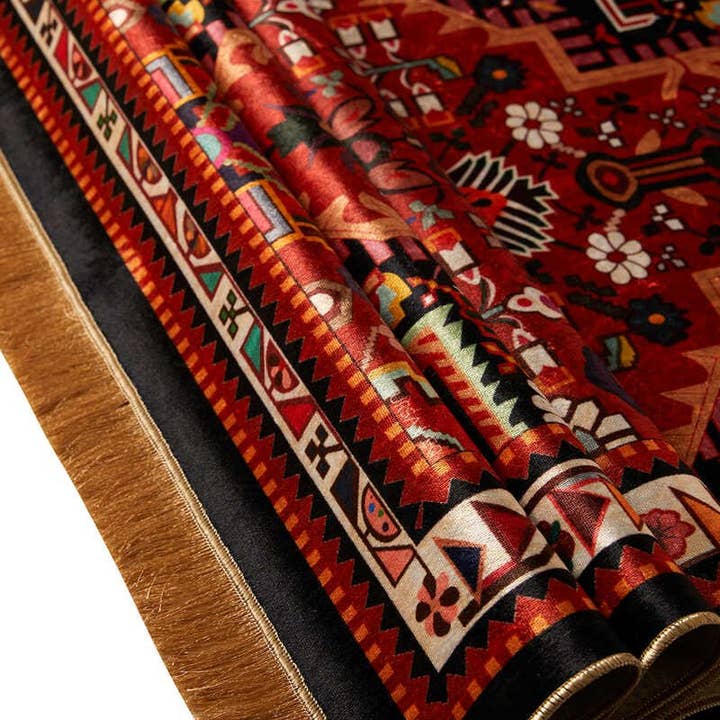 Bursa Ipek | Black Velvet Carpet Prayer Rug for wholesale on Faire