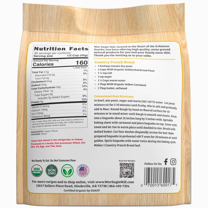 War Eagle Mill Food Group - Wholesale Flour - Organic Unbleached Bread Flour – 48 oz1