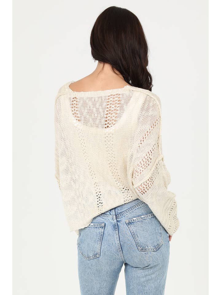 ANGIE - Vendita all'ingrosso Maglione tricot - Donna - Maglione leggero crop con scollo a V dallo stile beachy33