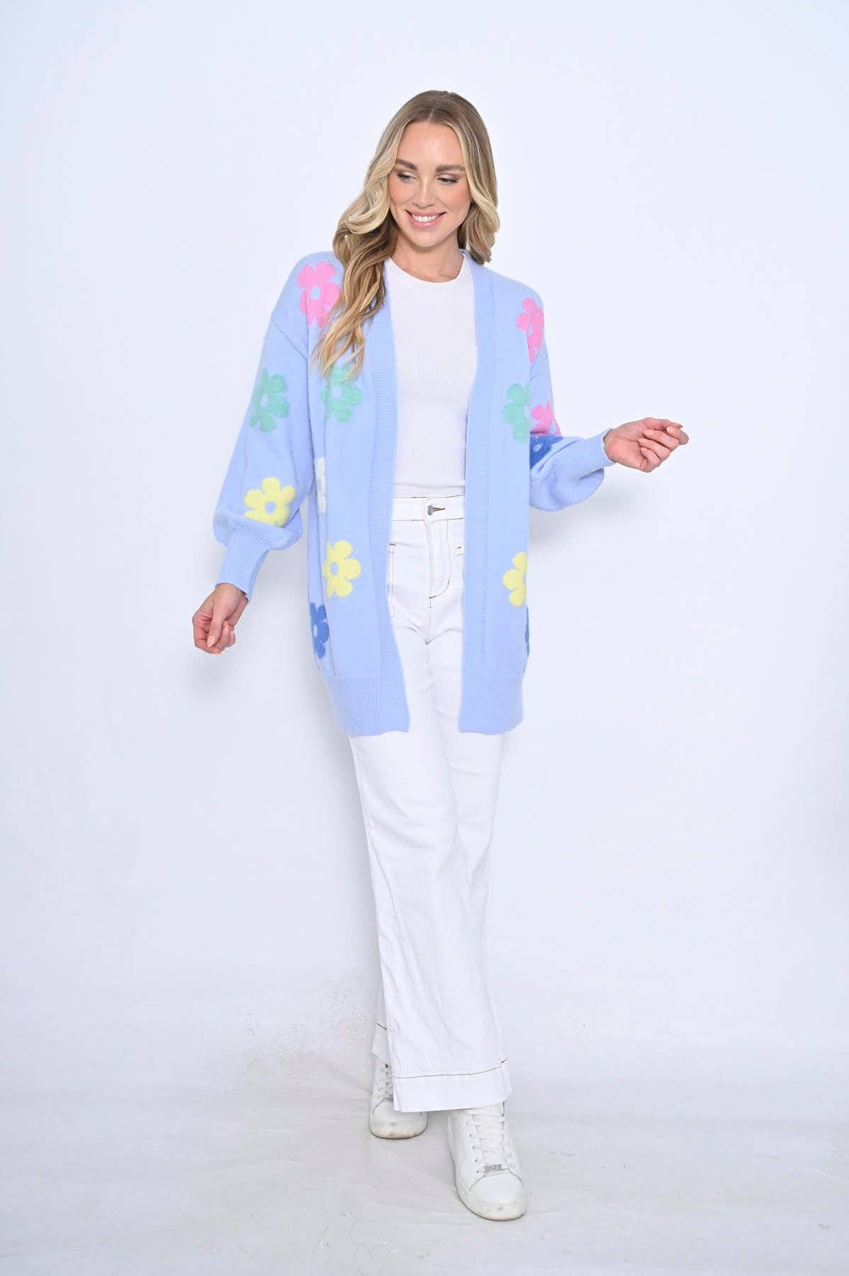 Stellino – wholesale Kofta - Dam – Daisy Love Stickad Cardi | Blå1