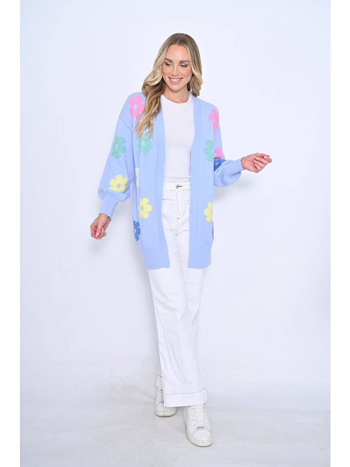 Stellino – wholesale Kofta - Dam – Daisy Love Stickad Cardi | Blå1