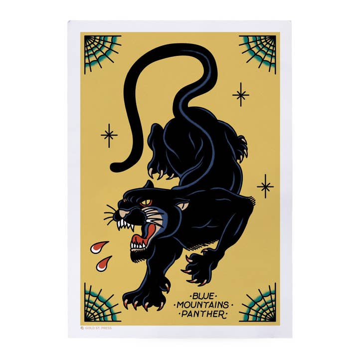 Blue Mountains Panther Flash Art Print for wholesale by Gold St. Press