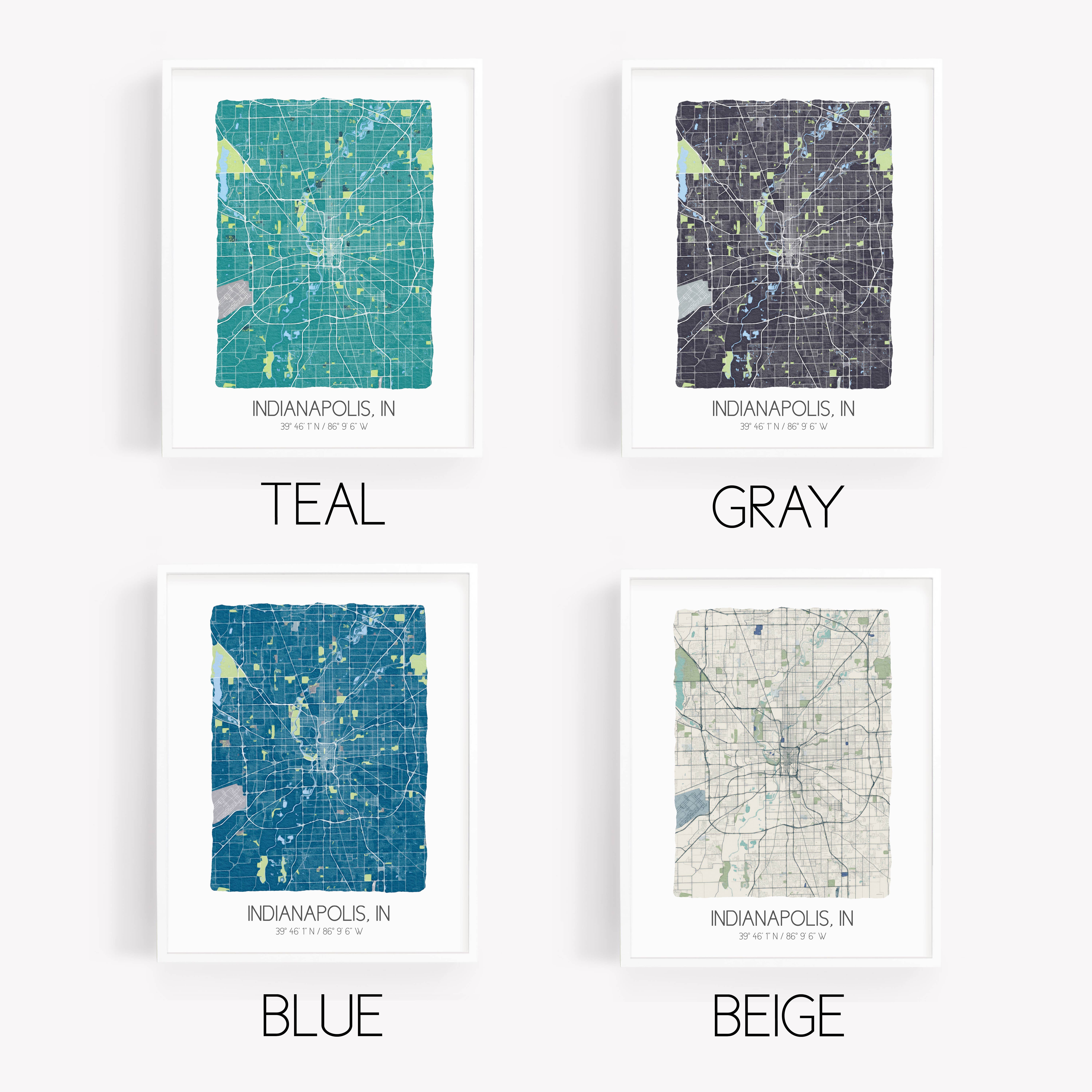 Sparks House Co. - Wholesale Art Print - Indianapolis Indiana Map - Watercolor Map Print - 4 colors11