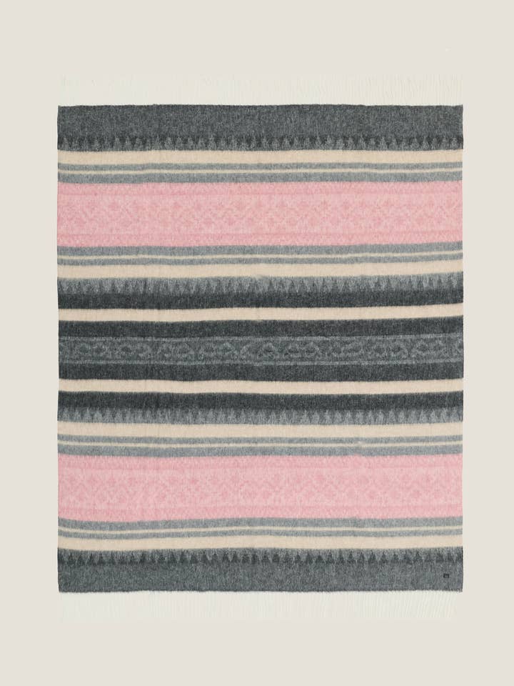Alpaca Wool Throw Pink Brown Stripes for wholesale by Naming This Later