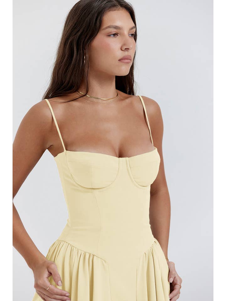 Sweetkama - Wholesale Dress - Women's - String Shoulder Solid & Floral Ladies Dress 2552820