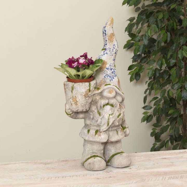 The Gerson Companies - Wholesale Decorative Figurine - 20.8"H Magnesium Gnome w/ Planter0