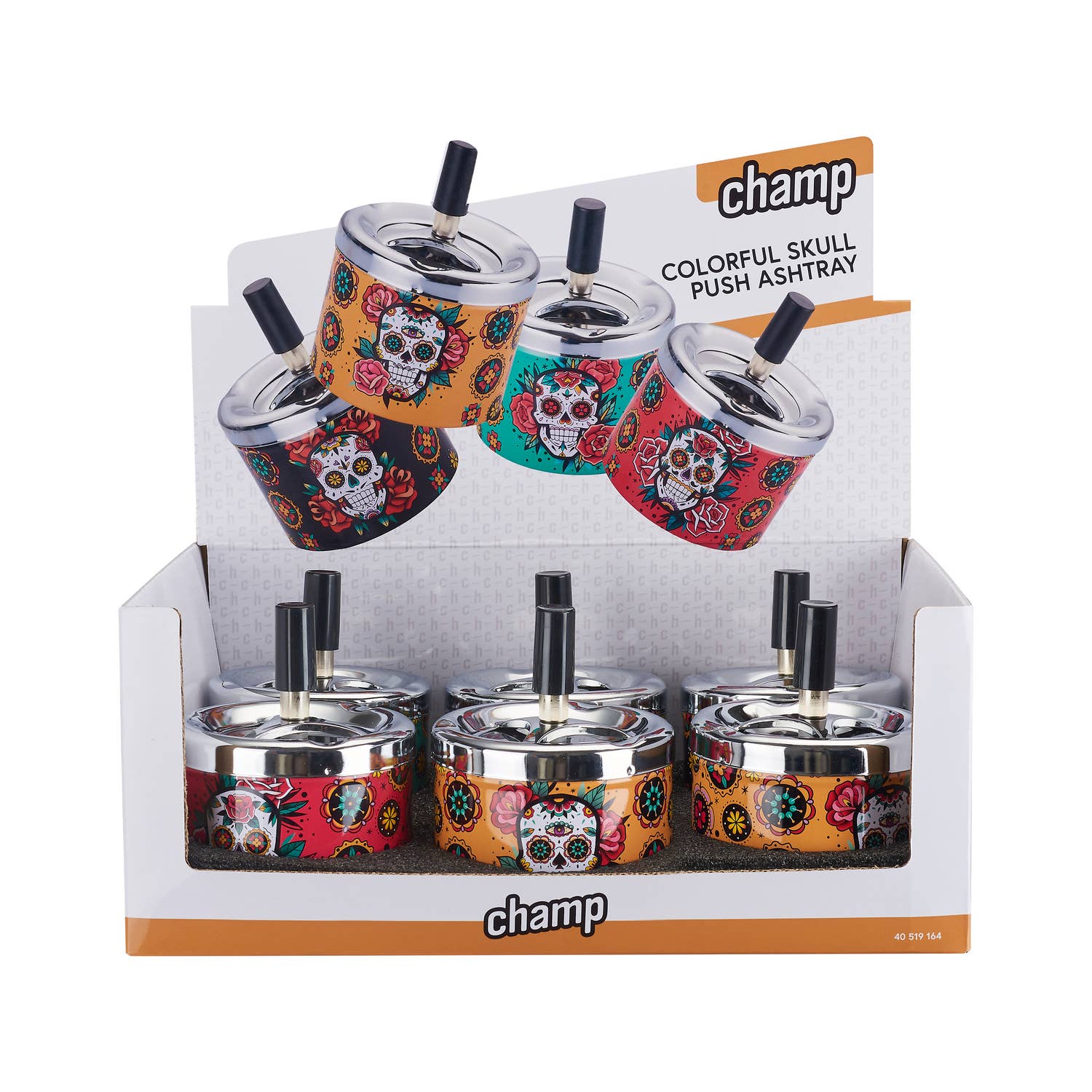 Champ by Polyflame – Großhandel Aschenbecher – Totenkopf-Aschenbecher mit Druckmechanismus1