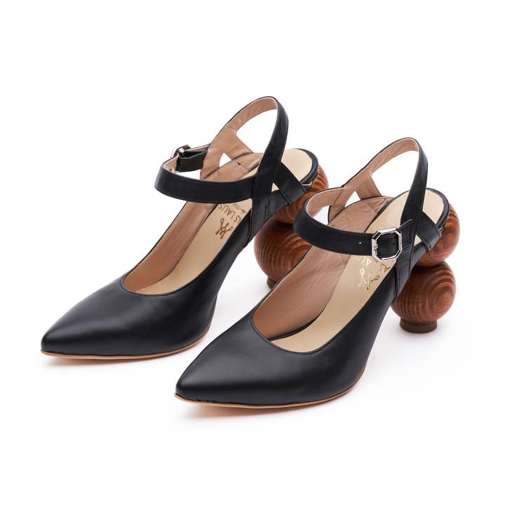 MICHELANGELO KLACKAR MED EXKLUSIVA TRÄ KLACKAR - SVART för wholesale av Mas Laus