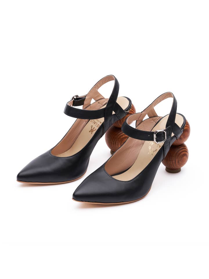 Mas Laus – wholesale Högklackade skor - Dam – MICHELANGELO KLACKAR MED EXKLUSIVA TRÄ KLACKAR - SVART