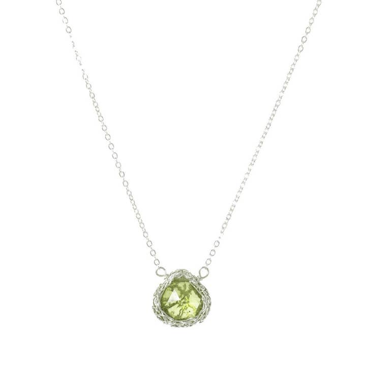 Teardrop Necklace Peridot In Silver for wholesale by Arivka Jewelry