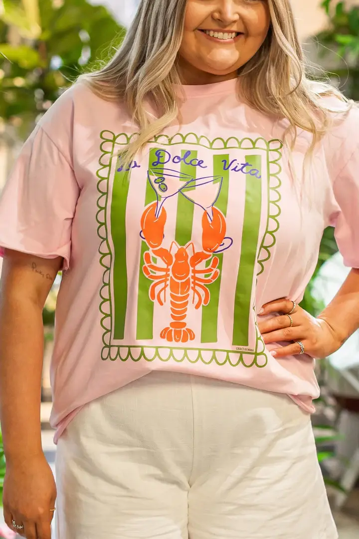 Rose Dolce Vita sur T-shirt rose vierge en vente sur Faire1