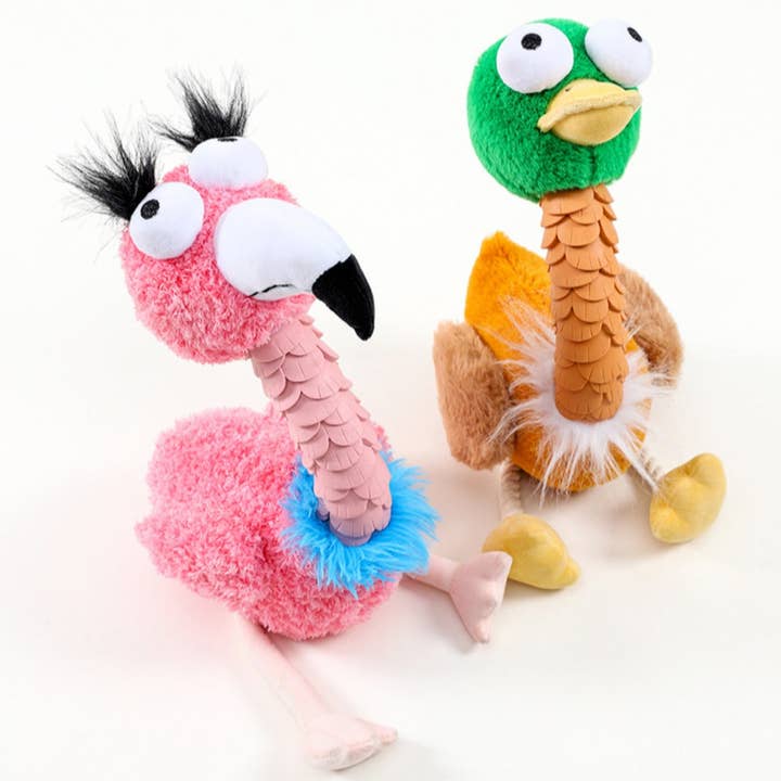 Petkin - Goofy Bird Plush Toy – Flamingo & Duck for wholesale by Cheerhunting