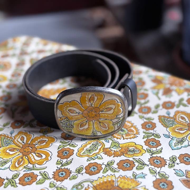 joeyfivecents - Wholesale Belt Buckle - Women's - Belt buckle -vintage earthy flowers neutral 70's botanicals 4