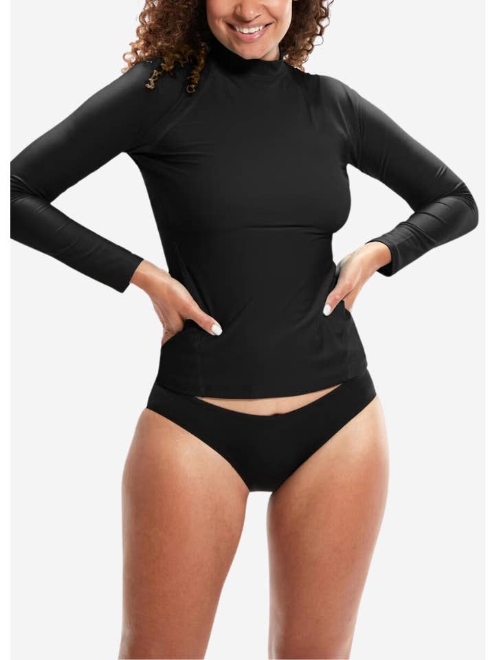 Black Women Thermal LS Rash Top for wholesale on Faire