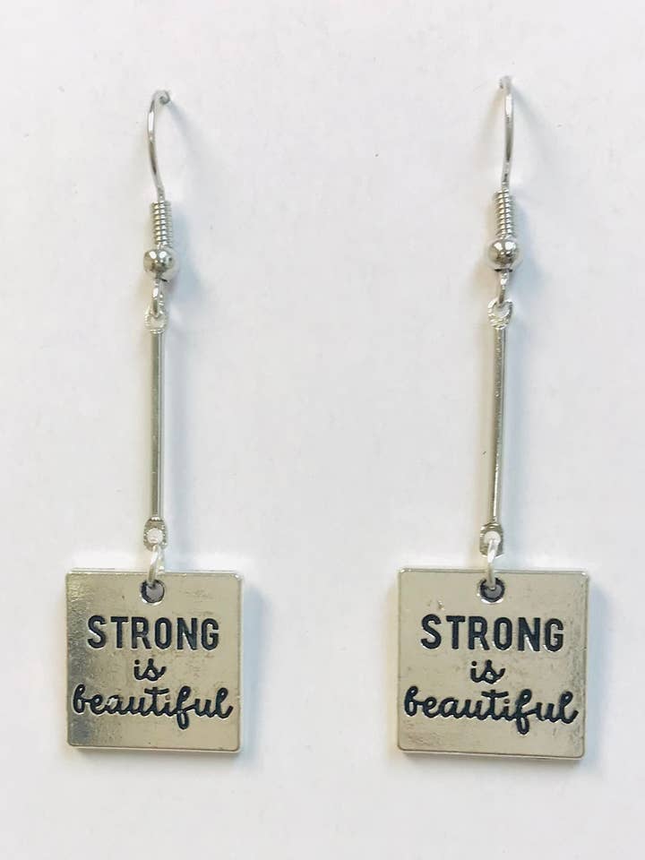 Strong Is Beautiful Earrings, Workout Earrings, Gym Earring for wholesale by SimpleNGreat