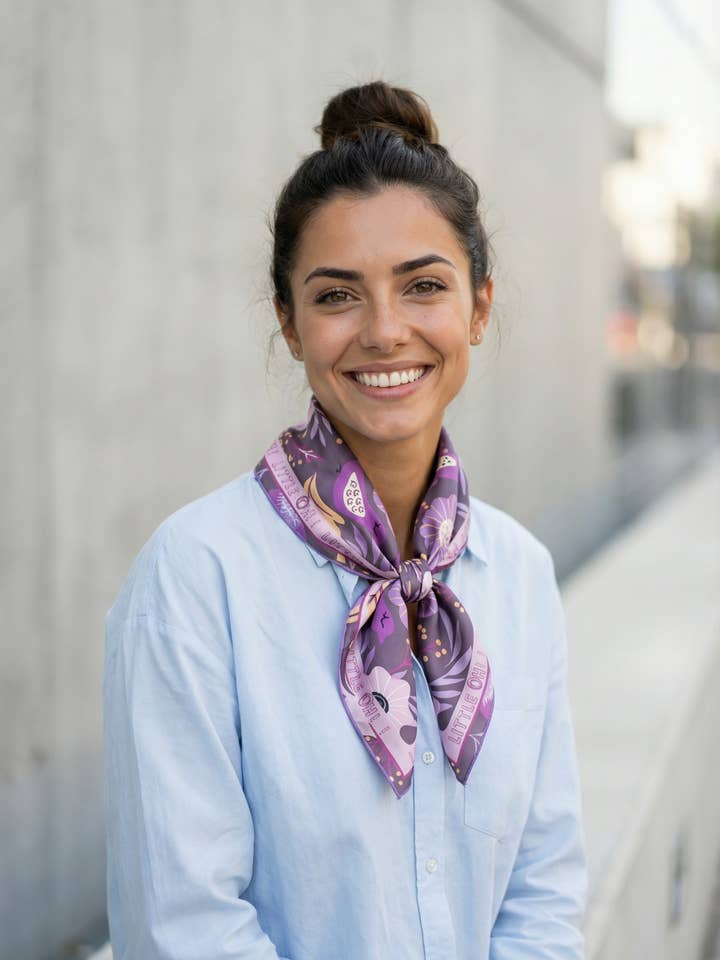 Satin scarf 70x70 ref. 9060 - Secret Garden for wholesale by Little Oh!