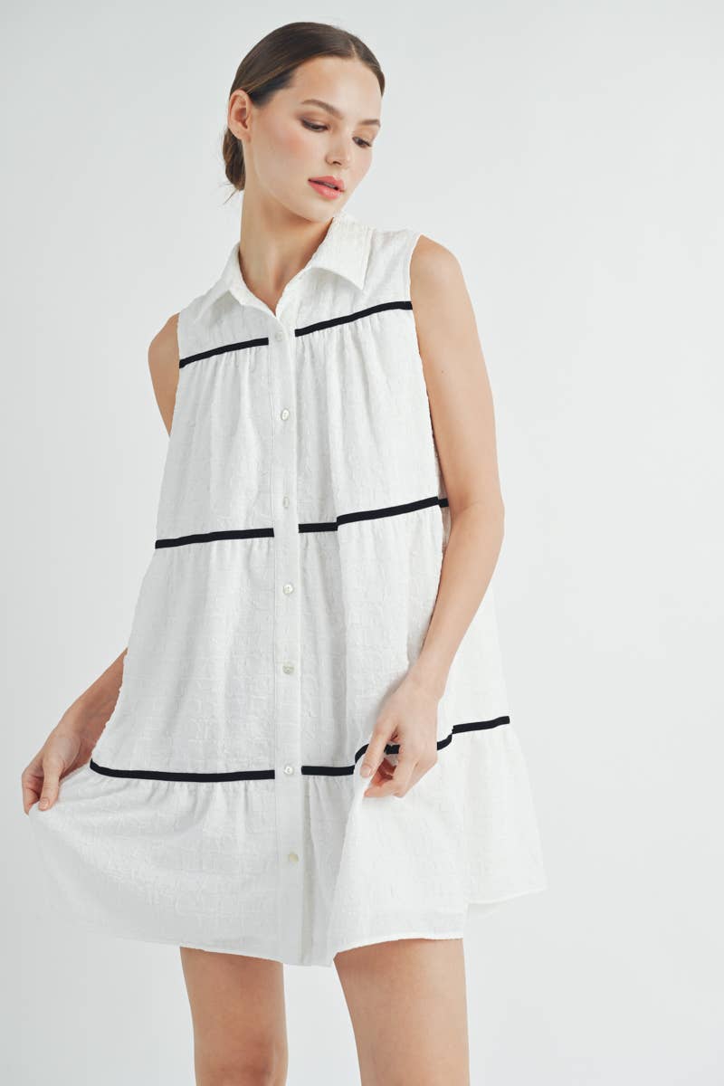 AIBLEE - Venta al por mayor Vestido - Mujer - Vestido mini de vuelo abotonado - Sin mangas29