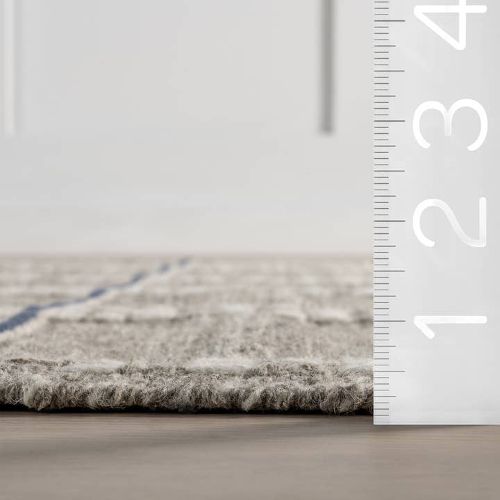 Grey Morgan Geometric Check Wool and Cotton Area Rug for wholesale on Faire