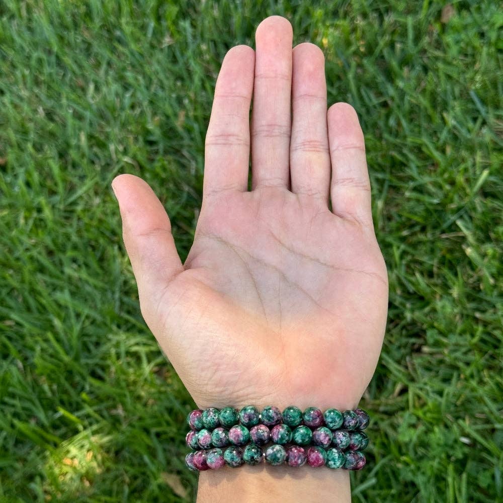 Earths Elements Wholesale - Wholesale Beaded Bracelet - Crystal Bracelet - 8mm Ruby Zoisite, pack of 52