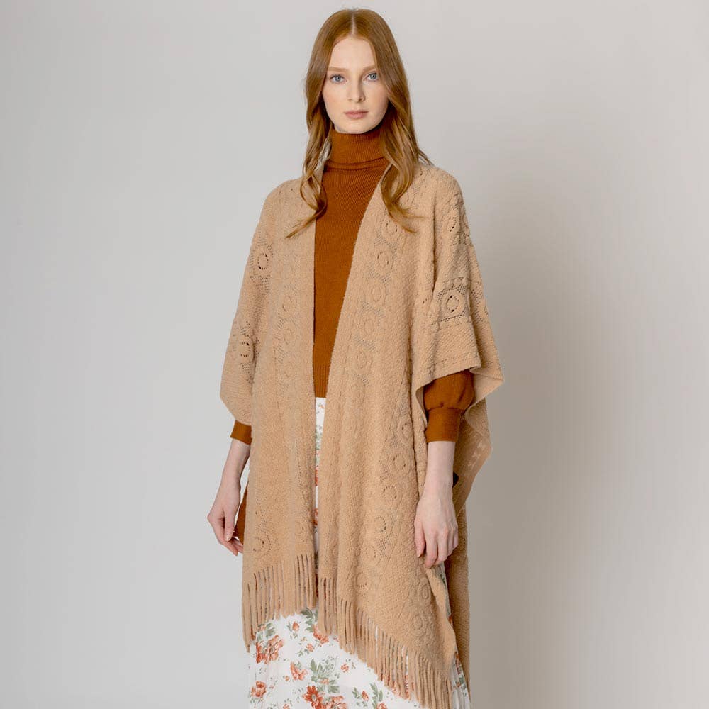 Sensibling Corp. - Vendita all'ingrosso Poncho - Donna - Poncho Ruana all'uncinetto solido11