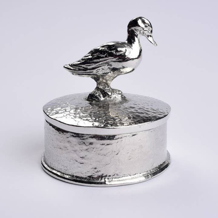 Glover & Smith – wholesale Jewellery box/organiser – Duck Trinket Box, English Pewter Gifts