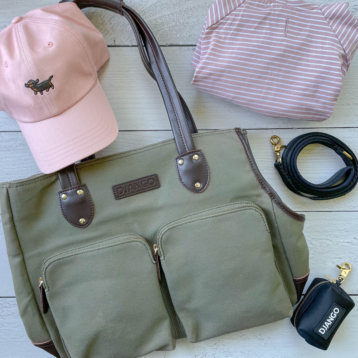 DJANGO - Wholesale Pet Carrier - Dog - Dog Carrier Bag - Olive Green Waxed Canvas and Leather9