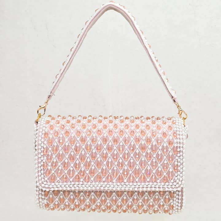 Bolso de mano Charlotte - Cuarzo Rosa y Perla para venta al por mayor de Schmuckoo Berlin