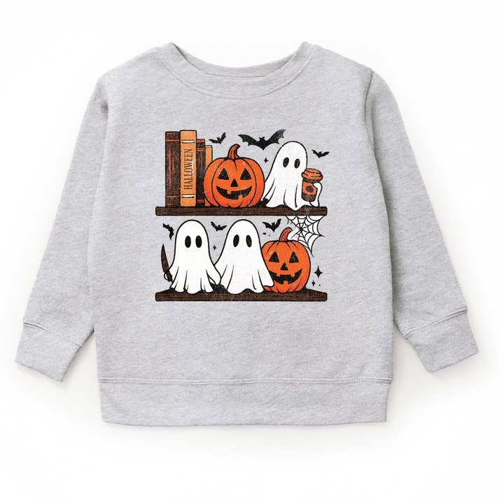 Halloween Bookshelf Ghosts - Toddler Graphic Sweatshirt and Youth Graphic Sweatshirt for wholesale by The Juniper Shop Wholesale