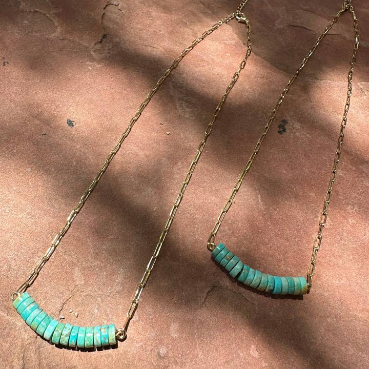 Nizhonitradersllc - Wholesale Beaded/Pearl Necklace - “The Golden Collection” Wild Ocean Handmade Natural Turquoise Beaded 14k Gold Plated Necklace0