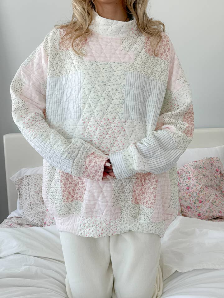 Quilted Pastel Mockneck Sweatshirt for wholesale on Faire