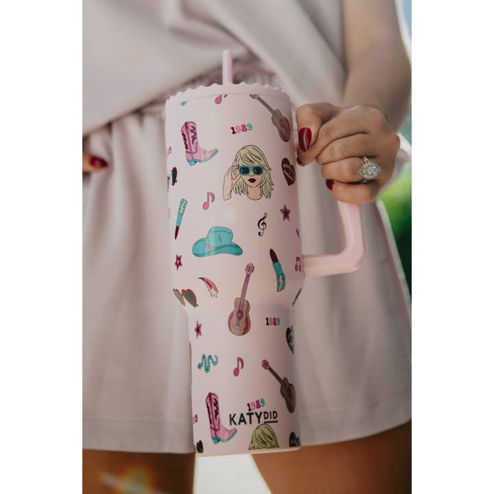 Light Pink Music Girl Eras Icons Wholesale 38 Oz Tumbler for wholesale on Faire