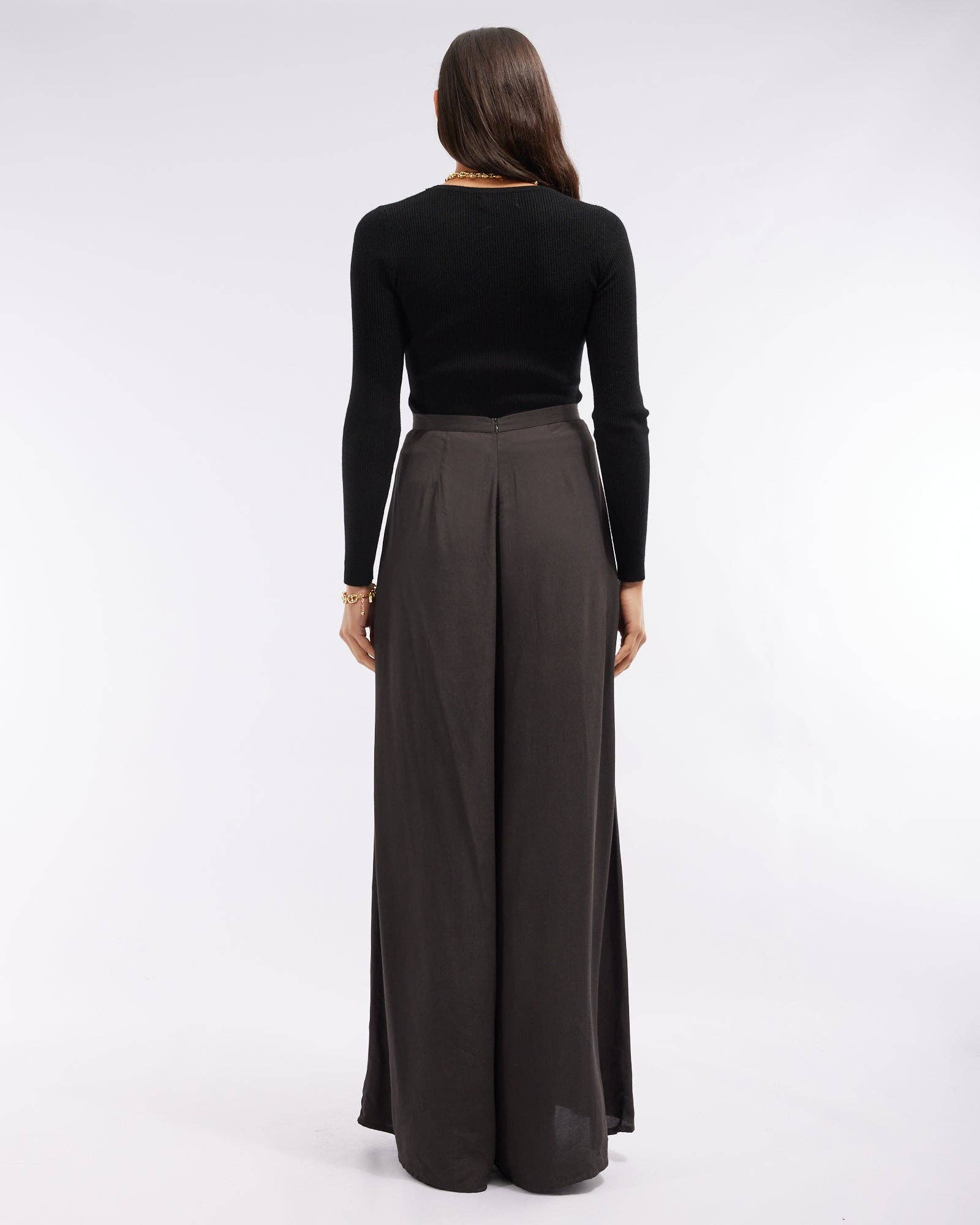 Devon Silk Palazzo Pants - Charcoal for wholesale on Faire1