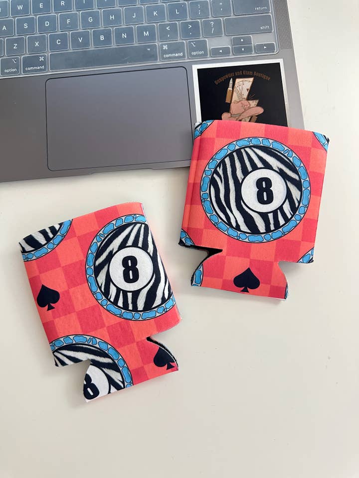 8 Ball Zebra Koozie (2 sizes) for wholesale by Gunpowder and Glam Boutique