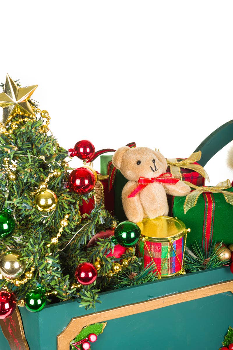 Starlight Collection - Vente Figurine décorative - NOUVEAU-Figurine de Père Noël en livraison spéciale avec chariot en bois et LED turquoise4