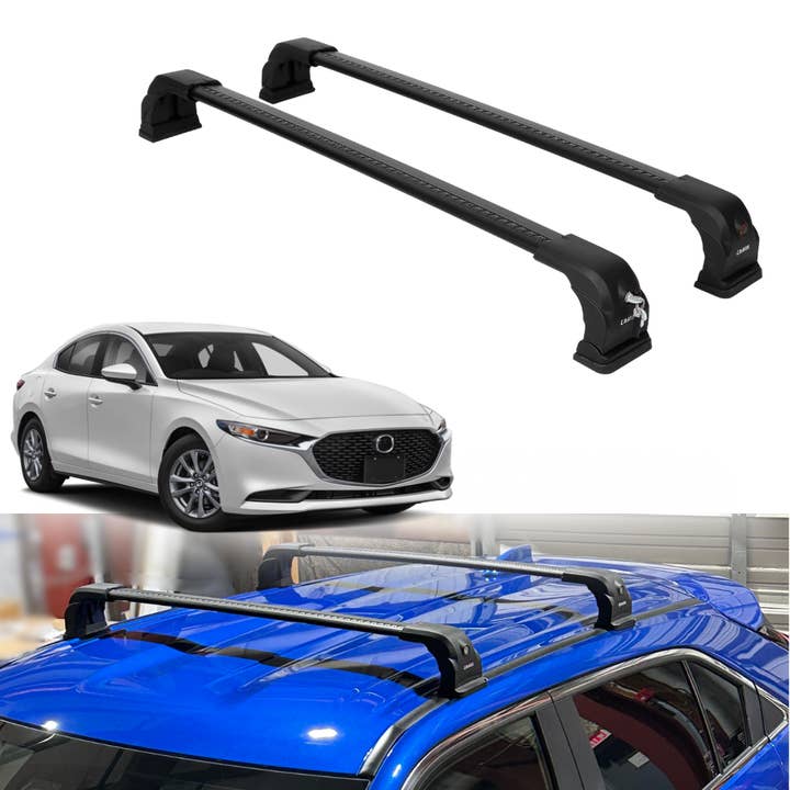 Barres de toit transversales 220 livres pour Mazda 3 2010-2013 — Convient aux toits à points de fixation — Noir pour la vente par Erkul Auto USA