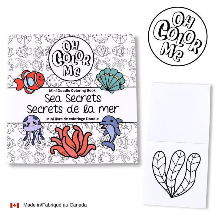 Mini Coloring Book Sea Secrets, 4"x4", Stocking Stuffer for wholesale by Oh Color Me