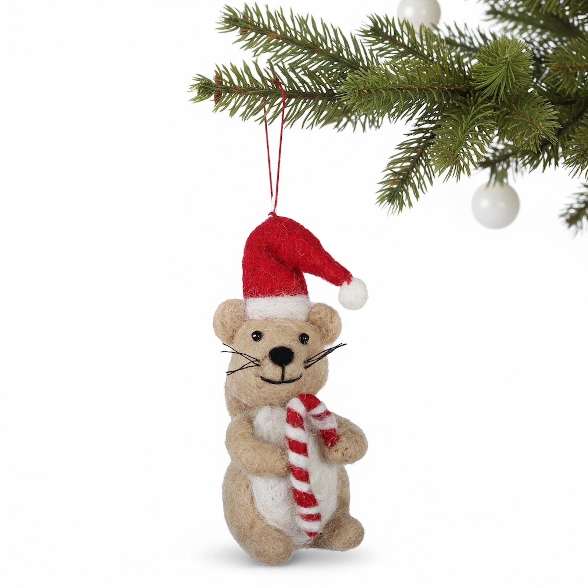 Global Crafts - Wholesale Ornament - Squirrel and Candy Cane Felt Ornament1