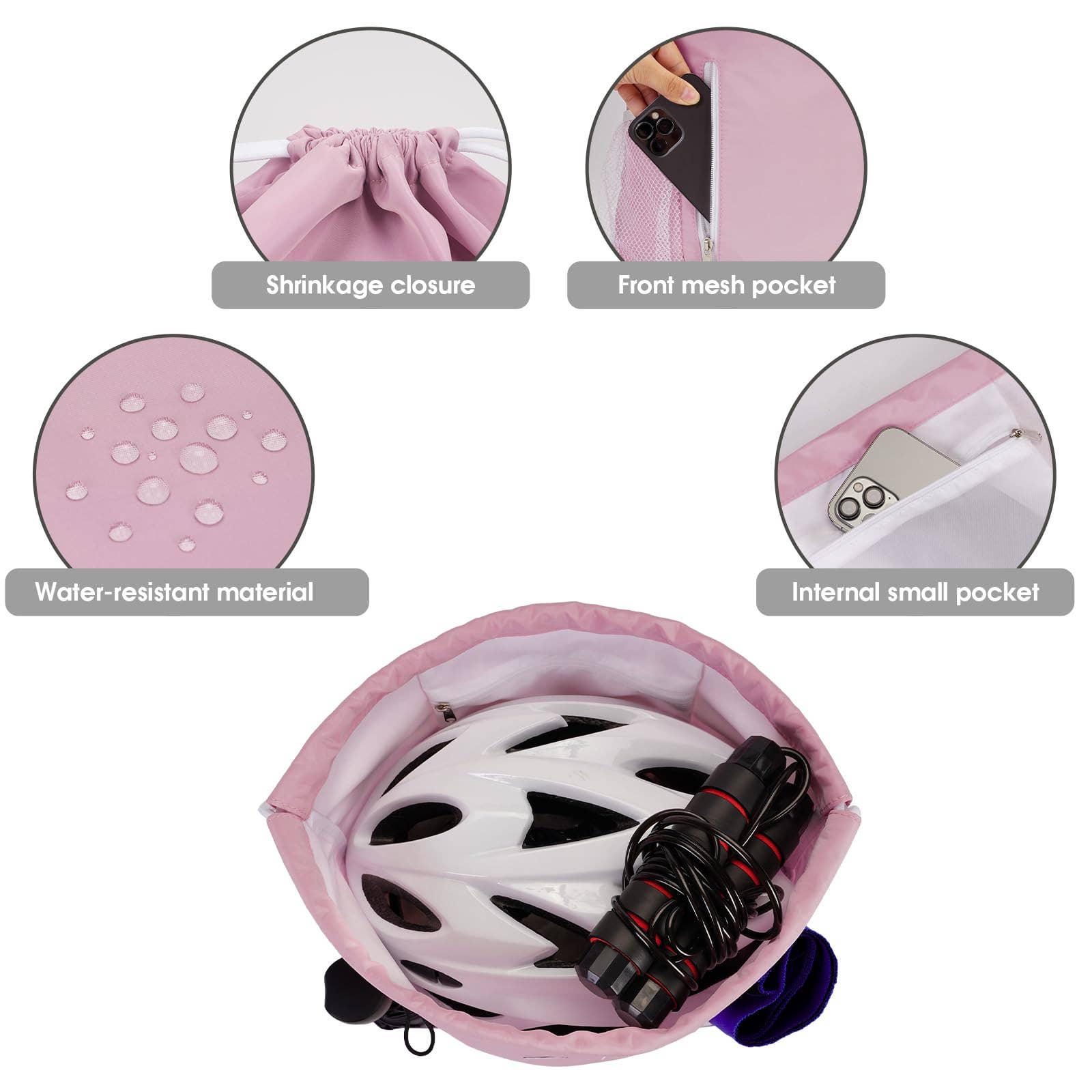 wandf - Vente Sac à cordon de serrage – unisexe - Sac à dos à cordon WF6038 Sports Gym avec poches en maille28