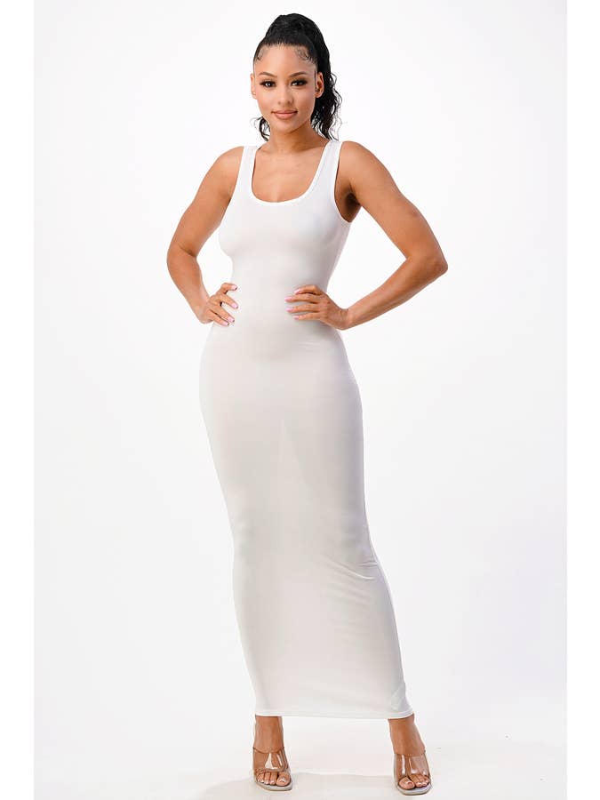 Lime All the Time – wholesale Klänning - Dam – Enfärgad muskel tank Maxi klänning5