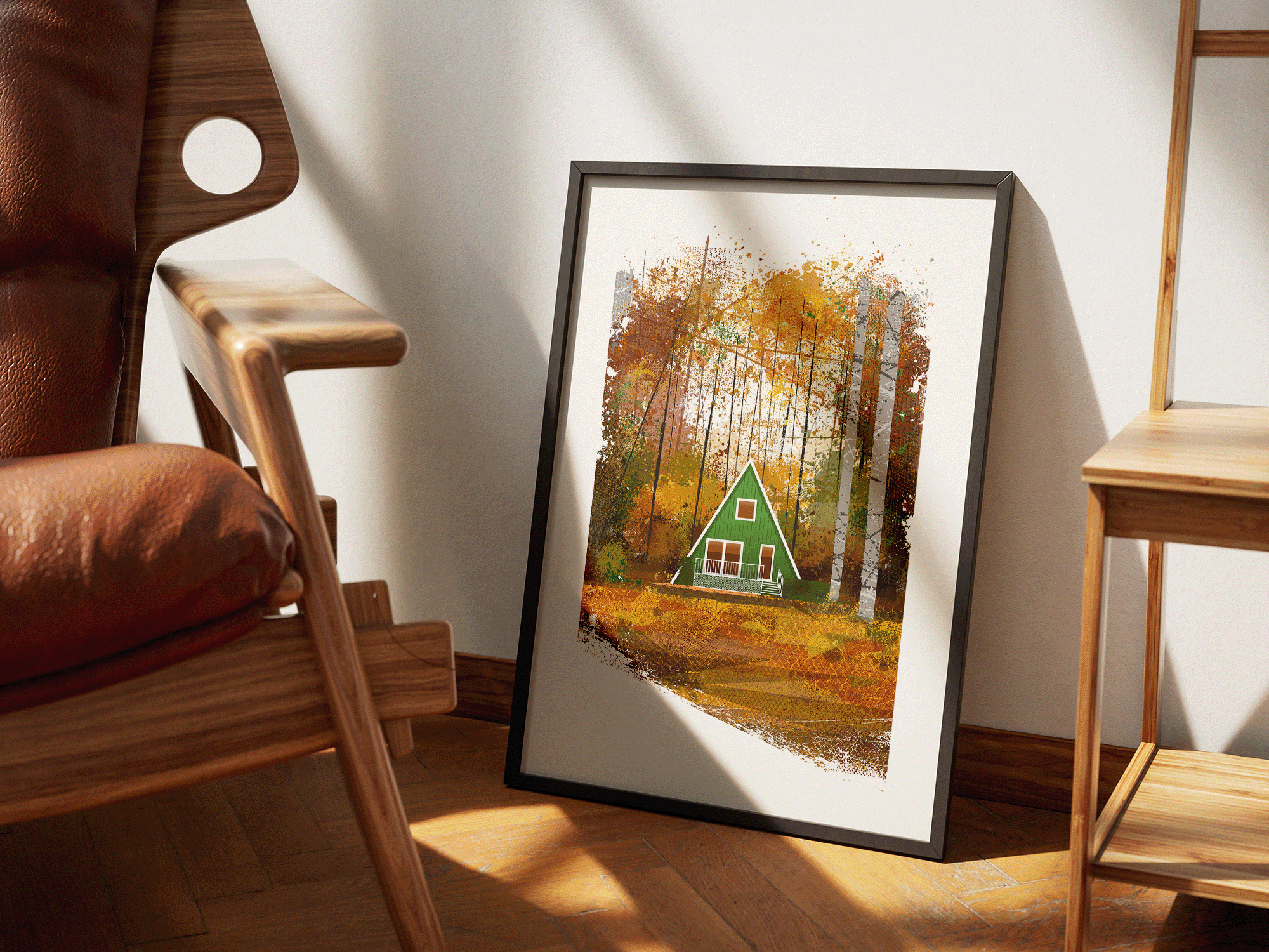 Mr Watson Design – wholesale Art print – Scandinavian Lodge in the woods - Retro print3