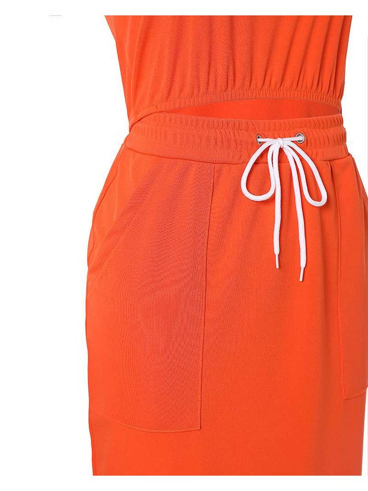 ORANGE crop tank top split hem skirt set for wholesale on Faire