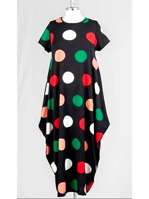 India Batik - Wholesale Dress - Women's - Bubble Dress/Multi Color /Polkadot