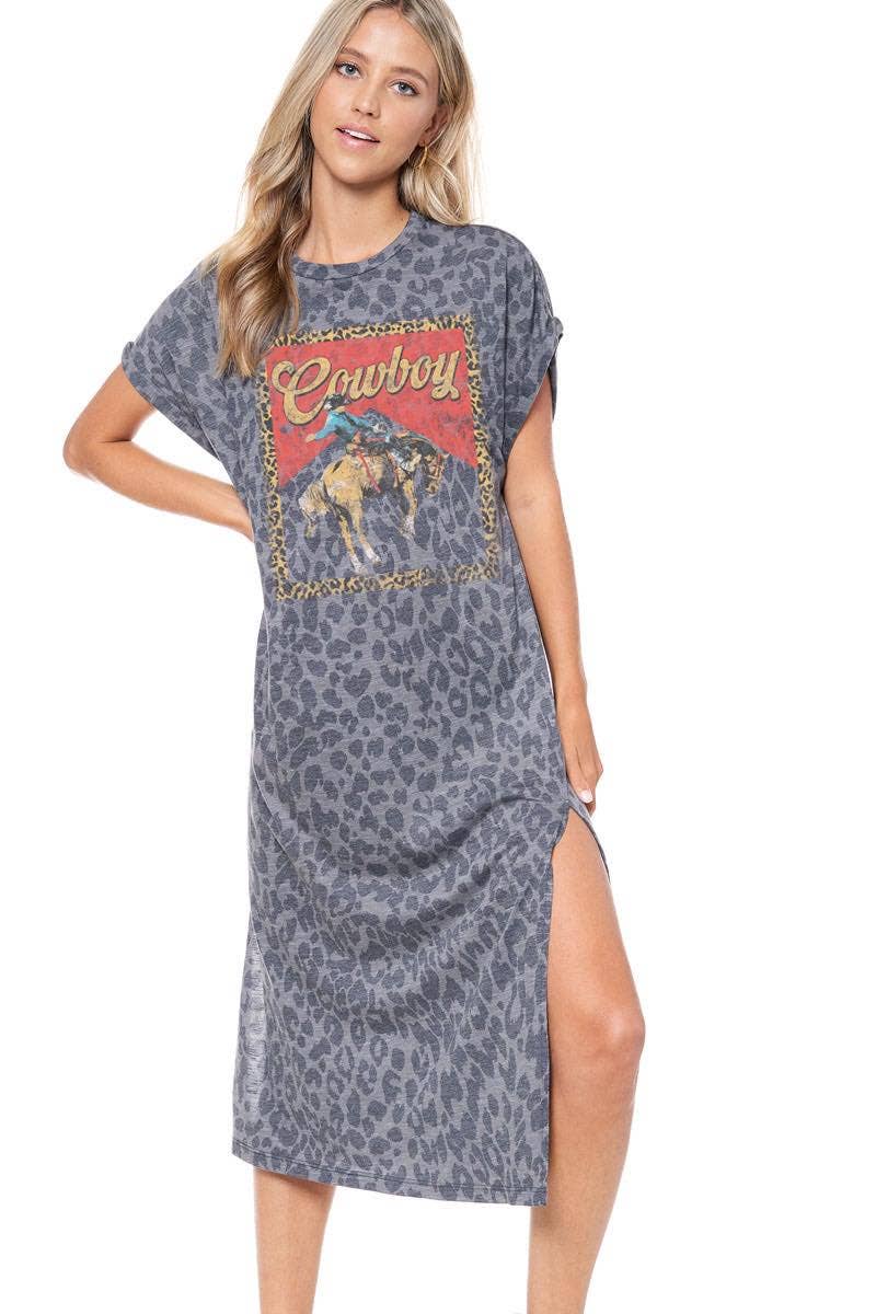 Zutter - Vente Robe – femme - Robe maxi léopard graphique à cadre léopard cowboy occidental2