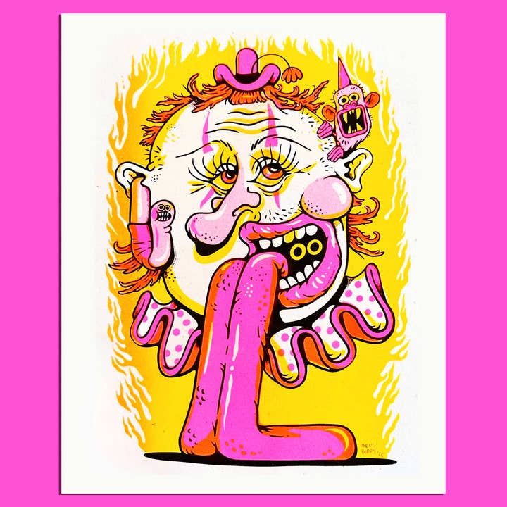 Clown Riso Print for wholesale by It's Not That Weird