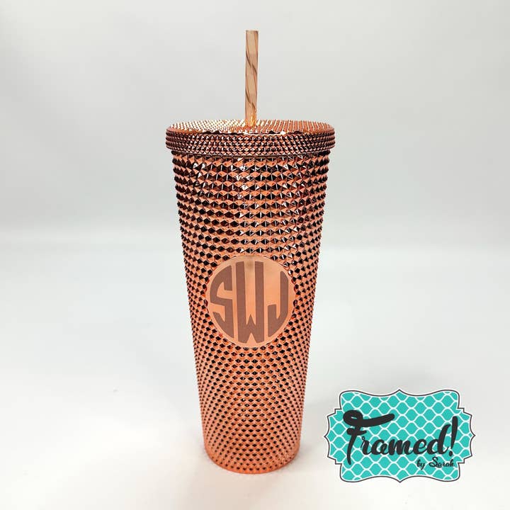 Framed By Sarah - Wholesale Insulated Mug/Tumbler - Rose Gold Studded Tumbler1